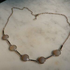 Round Faceted Gray Agate Coin and Silver Necklace